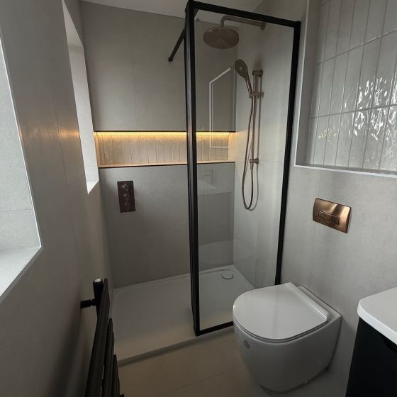 Amien Matt Black Clear Glass Shower Screen