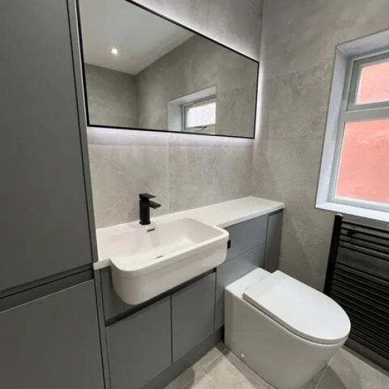 Rione Black Rectangular Backlit LED Heated Mirror 1200x550mm