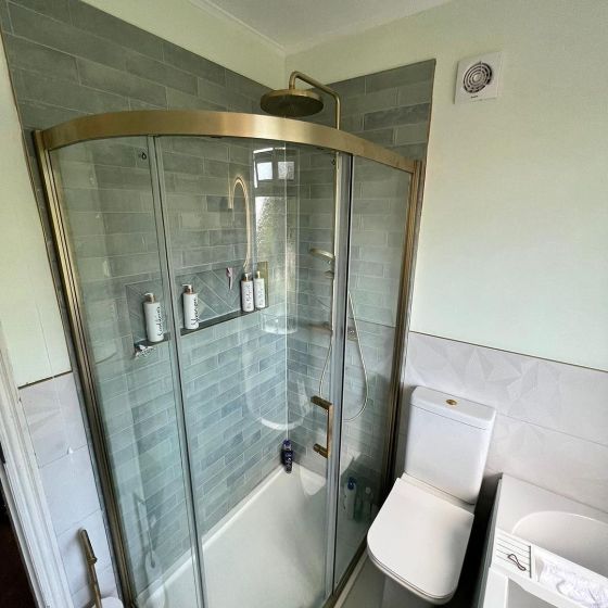 Fabio Brushed Gold Sliding Shower Door Quadrant