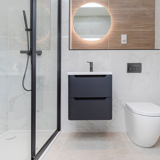 Ellis Charcoal Wall Hung Vanity Unit with White Basin