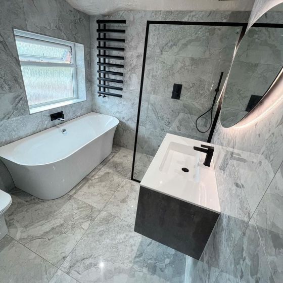 Wall Mounted Vanity Unit Concrete & White Resin Basin 900mm
