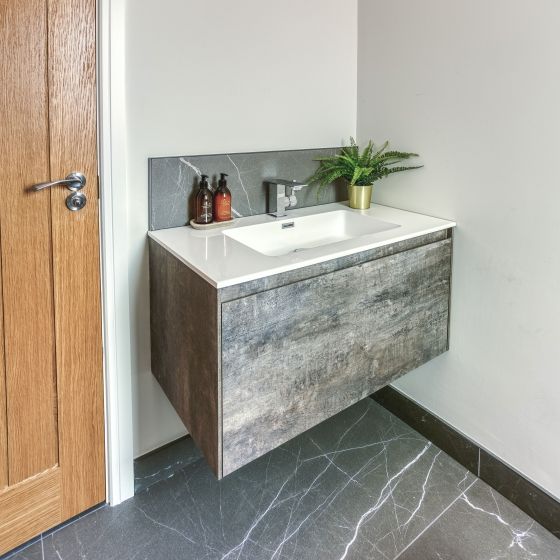 Odion Wall Mounted Vanity Unit in Metallic - 900mm