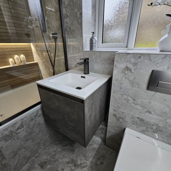 Odion Wall Mounted Vanity Unit in Concrete