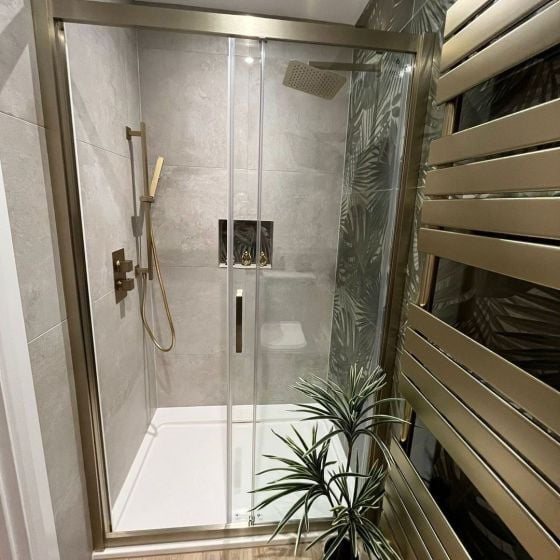 Fabio Brushed Gold Sliding Shower Door