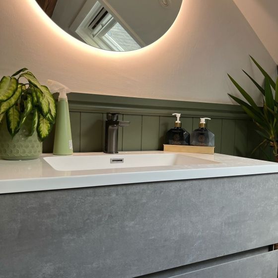 Galyn Wall Mounted Vanity Unit Concrete & White Resin Basin 900mm
