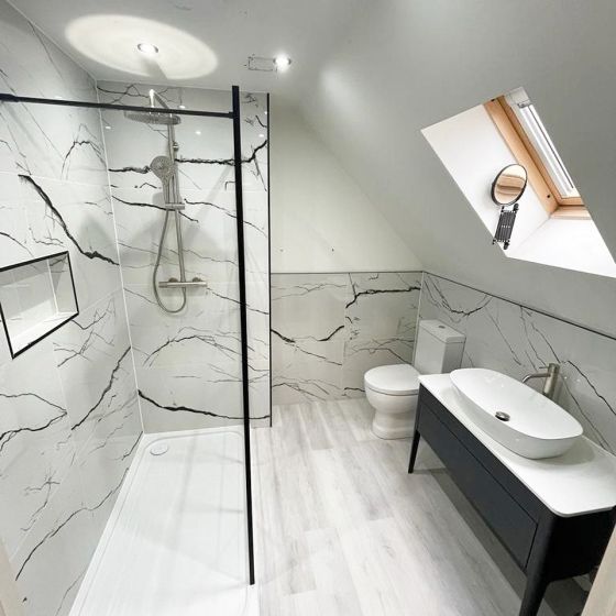 Marquis White Marble Gloss Porcelain Tile - 600x1200mm