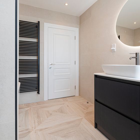 Ribbed Floorstanding Vanity Unit with Drawers in Blue