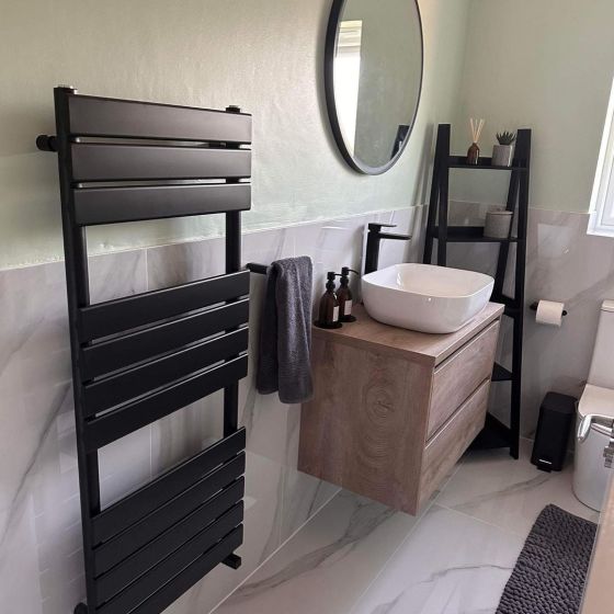 Rosa Matt Black Heated Towel Rail