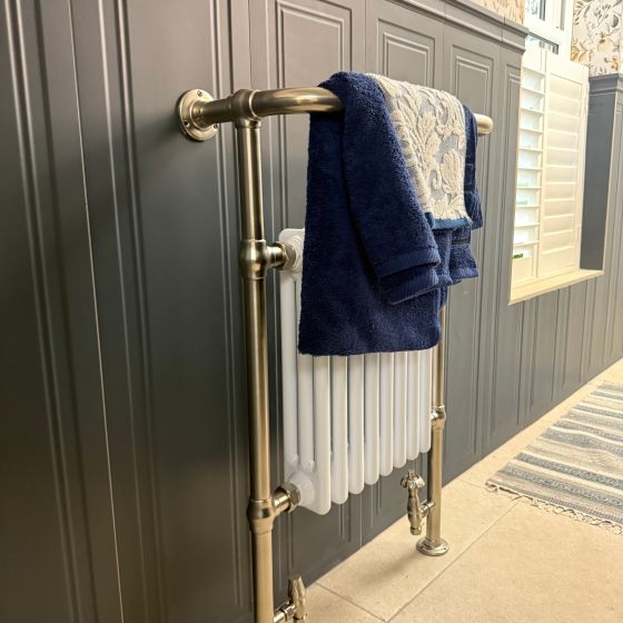 Hive White and Nickel Heated Towel Rail 940x600mm