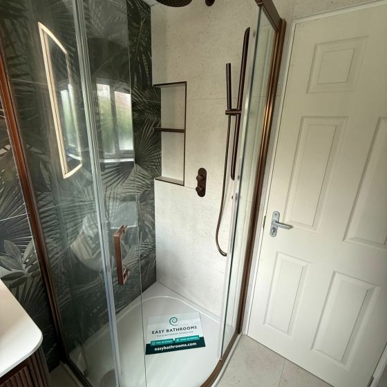 Fabio Brushed Bronze Sliding Shower Door Quadrant
