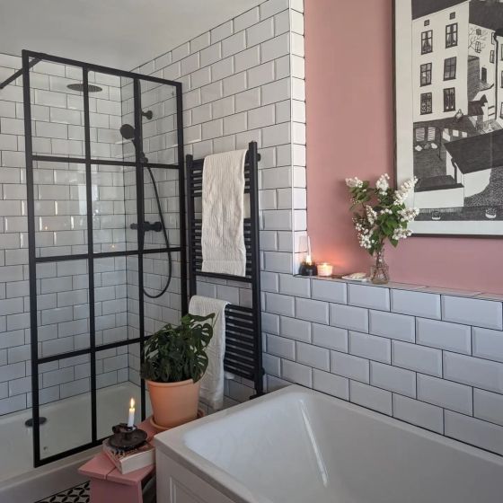Amien Matt Black Grid Framed Shower Screen