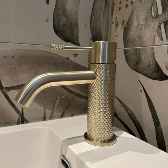 Moray Champagne Gold Textured Basin Tap