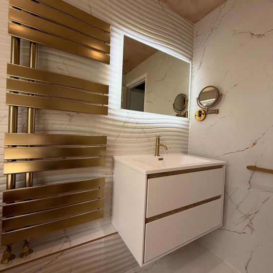 Tarvos Brushed Gold Heated Towel Rail 1400x550mm