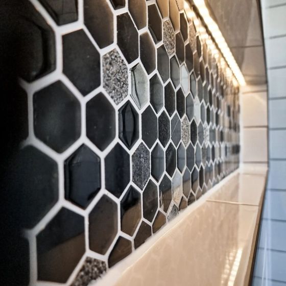 Colin Metal Glass Hexagonal Mosaic