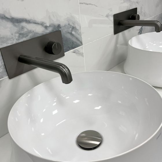 Lux Gun Metal Wall Mounted Basin Mixer Tap