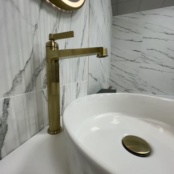 Brushed Gold Tall Basin Mono Tap