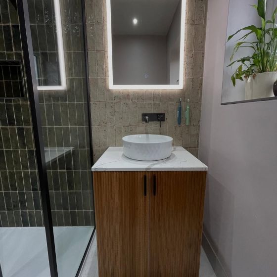 Revel Ribbed Natural Oak Floor Standing Vanity Unit