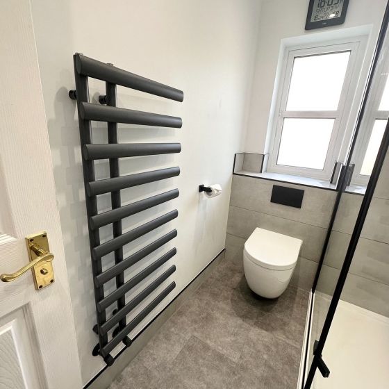 Grey Designer Heated Towel Rail - 1140x500mm