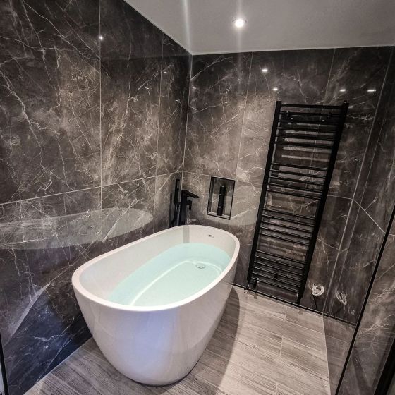 Zena Black Floor Standing Bath Shower Mixer Tap