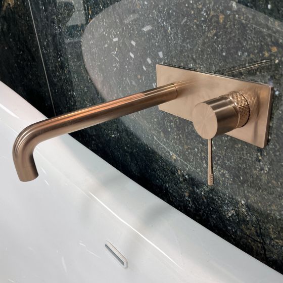 Moray Satin Bronze Knurled Wall Mounted Bath Tap