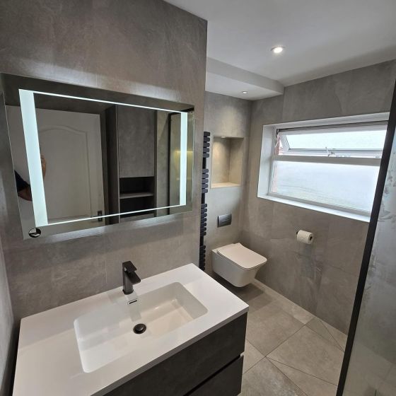 Galyn Wall Mounted Vanity Unit Concrete & White Resin Basin