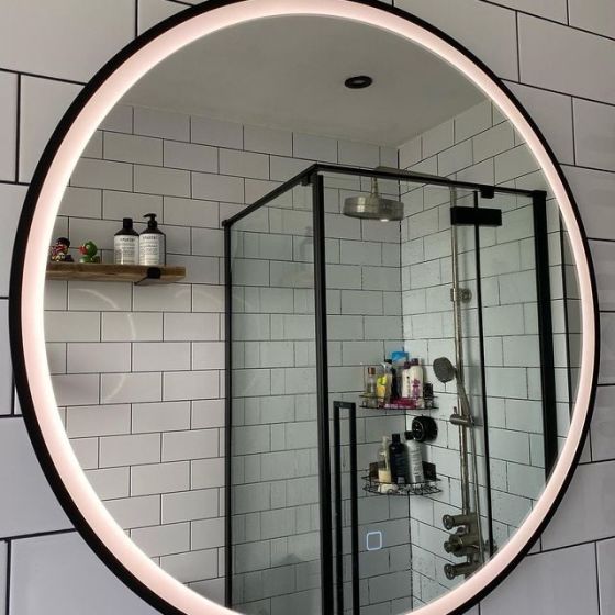 Avery Black Round Mirror