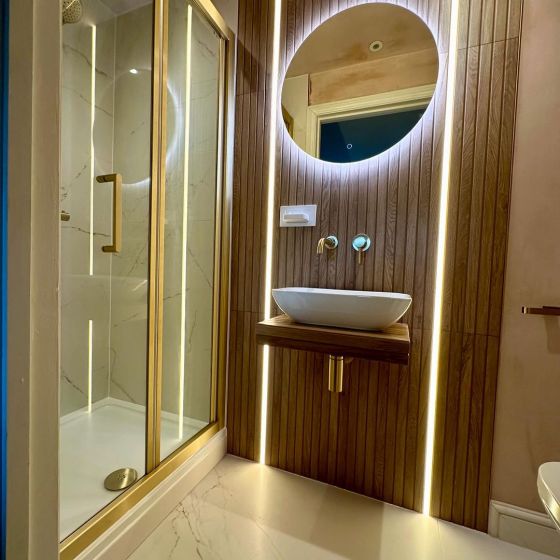 Fabio Brushed Gold Sliding Shower Door 1200mm