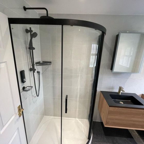 Black Sliding Shower Door Quadrant - 1200x800mm