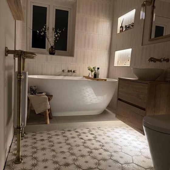 Elise Decor Taupe Hexagon Tile