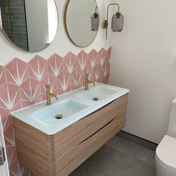 Lotus Hex Matt Pink Hexagon Porcelain Tile 198x228mm