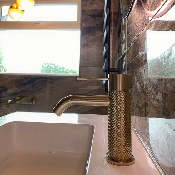 Moray Champagne Gold Knurled Basin Tap
