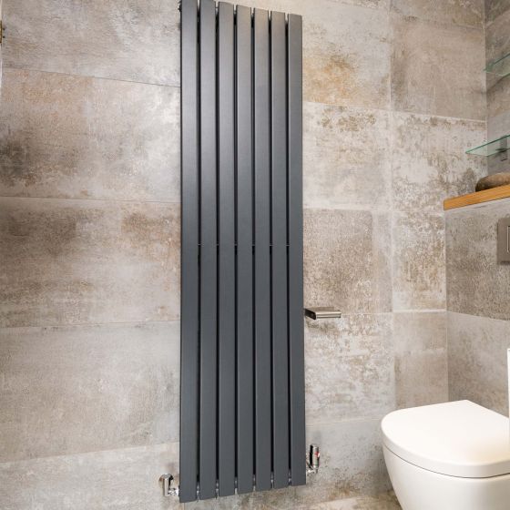 Perth Grey Double Vertical Flat Panel Radiator