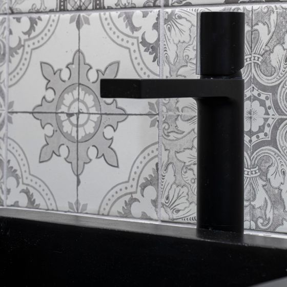 Pancho Matt Black & Chrome Tall Basin Mixer Tap