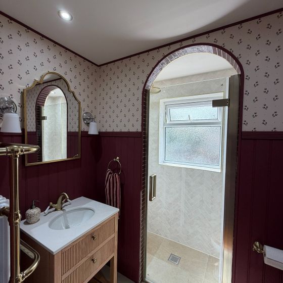 Lanka Brushed Gold Hinged Shower Door