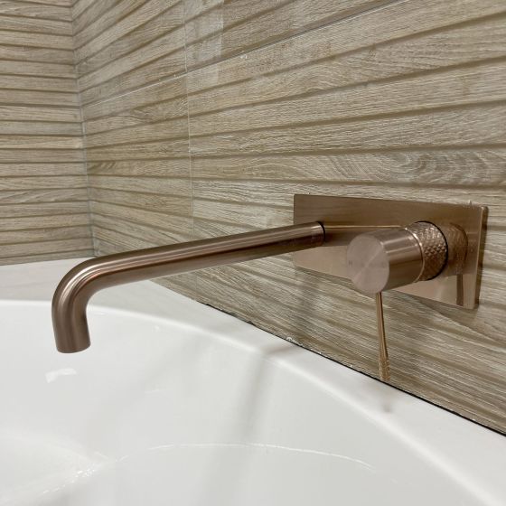 Moray Satin Bronze Knurled Wall Mounted Bath Tap
