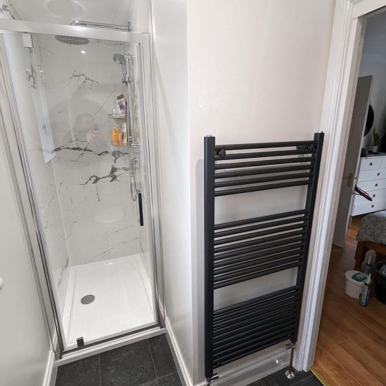 Neptune Matt Black Heated Towel Rail – 1200x500mm