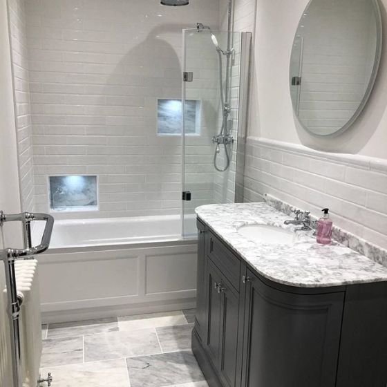 Richmond Curved Light Grey Vanity Unit