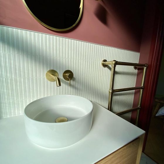 Elora Brushed Gold Wall Mounted Basin Mixer Tap