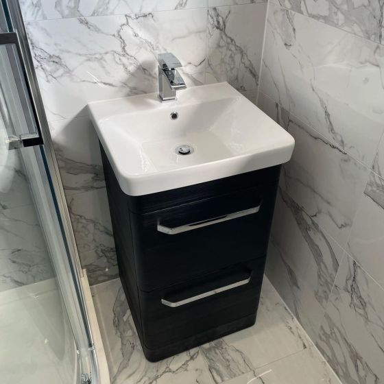 Esk Vanity Unit in Black with Chrome Handles