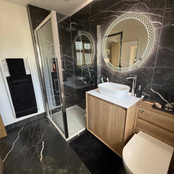 Crystal Round Illuminated LED Heated Mirror