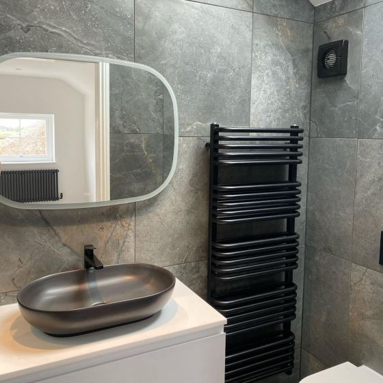 Hanley Matt Black Heated Towel Rail
