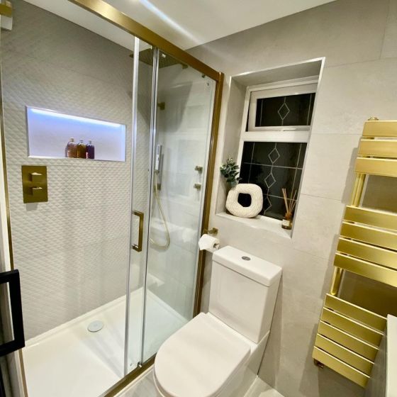 Fabio Brushed Gold Sliding Shower Door