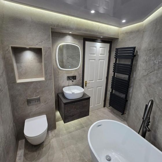 Odion Wall Mounted Vanity Unit Metallic & Black Resin Basin 600mm