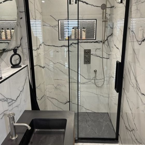 Ryland Black Sliding Shower Door - 1200mm