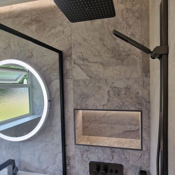 Concealed Dual Valve Package with Shower Head & Slide Rail - Gun Metal