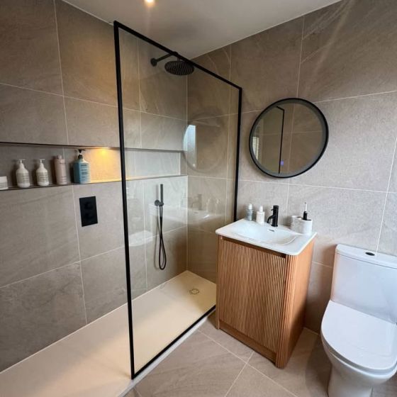 Amien Matt Black Clear Glass Shower Screen