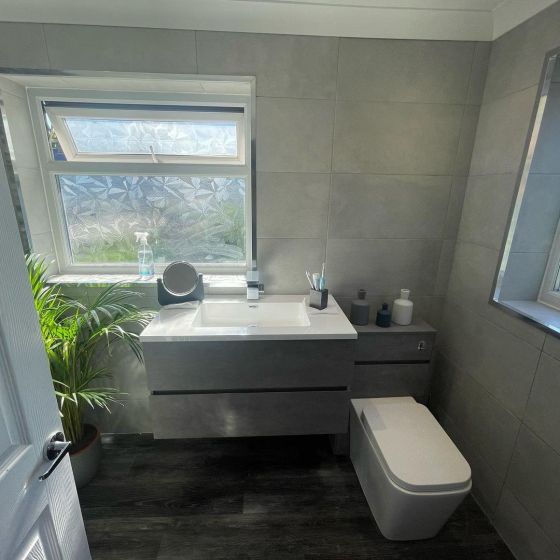 Galyn Wall Mounted Vanity Unit in Concrete