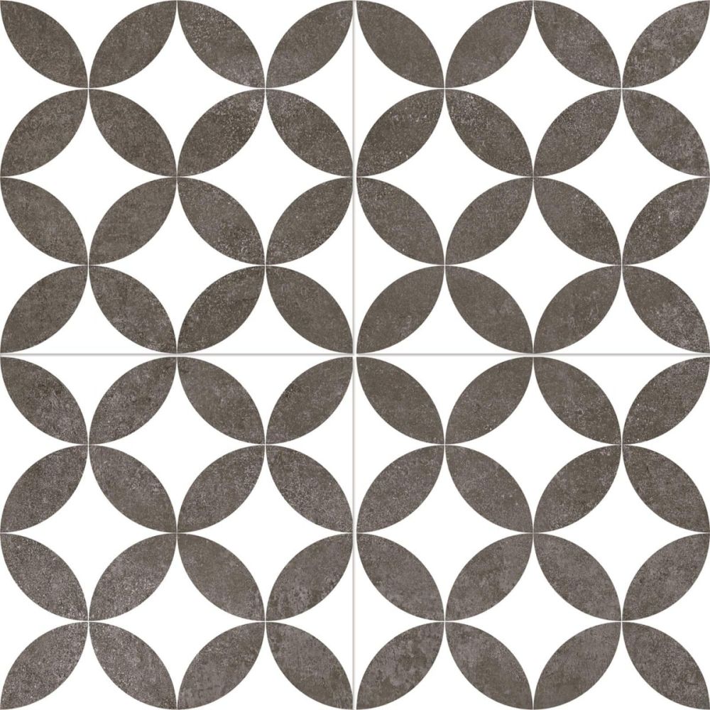 Ripley Black & White Pattern Ceramic Tile 450x450mm