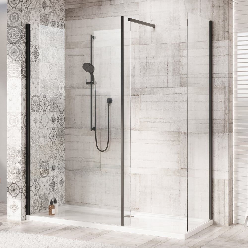 Rivar Black Walk In Shower Enclosure End Panel 680mm