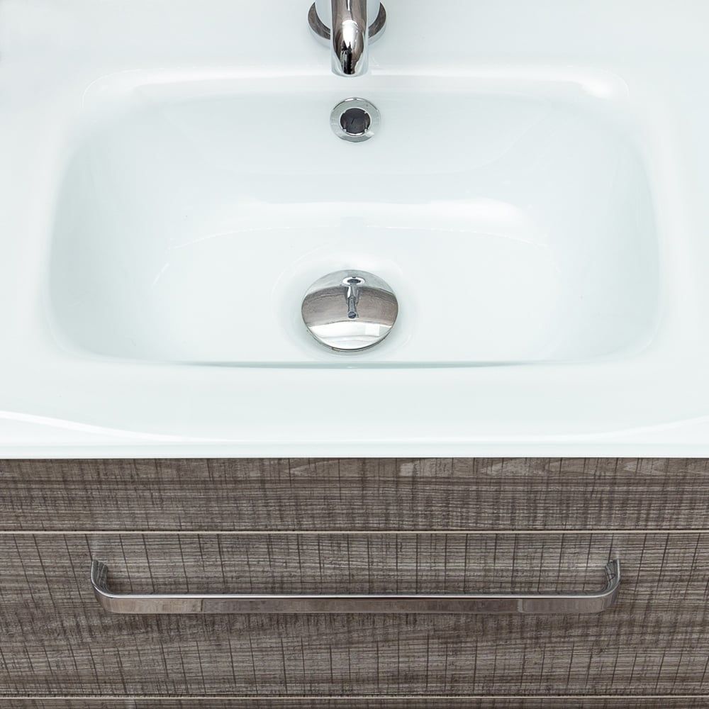 Nante Grey Ash Wall Hung Vanity Unit with Glass Basin 800mm